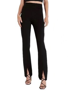 Express Black Straight-Leg Split-Hem Pants XS Short